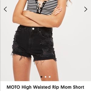 Top shop high waisted black mom shorts